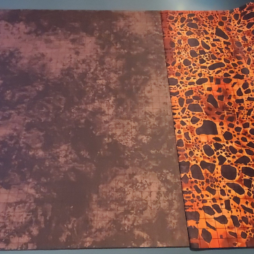 Double Sided Muddy Terrain / Lava GripMat with 1"grid on both sides Perfect for D&D, Pathfinder, and more! Dry/Wet Erase Compatible