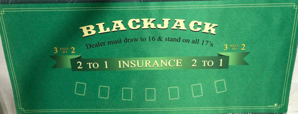 30" x 72" Blackjack Table Mat with Stitched Edging