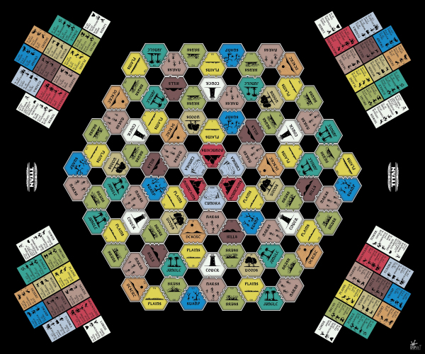 Pre-Order 30" x 36" Titan and Titan Badlands by Avalon Hill GripMat with stitched edging  Unofficial Upgrade