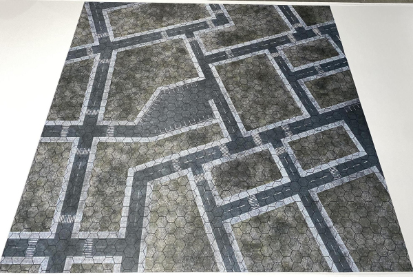 City Streets GripMat with 1.75"/45mm hexes  Multiple sizes! Perfect for Heroscape, Miniatures, RPGs and Table top gaming!