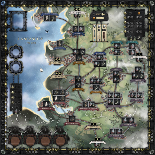 30" x 30" Brass Lancashire Double-Sided 3-4 Player/ 2 Player sides Play Mat  Unofficial Upgrade