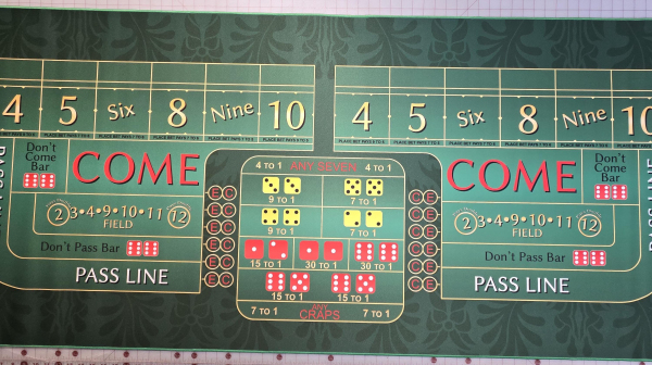 30" x 72" Deluxe and Standard Craps Table Mat with Stitched Edging