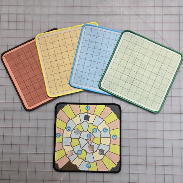 Patchwork 3-piece 8" x 8" Play Mat Set: 2 Player Mats, and Score Tracker