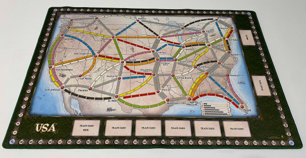 Ticket To Ride 24x36 Double-sided USA/Europe or Germany/Nordic Countries GripMat / Play mat with stitched edging  Unofficial Upgrade