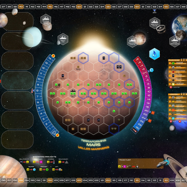Terraforming Mars 24"x28" The Colonies: Base mat, Hellas/Elysium, Vestitas Borealis/Utopia Plantia, Terre Cimmeria/Solar Planium