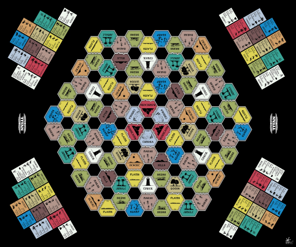 30" x 36" Titan and Titan Badlands by Avalon Hill GripMat with stitched edging  Unofficial Upgrade