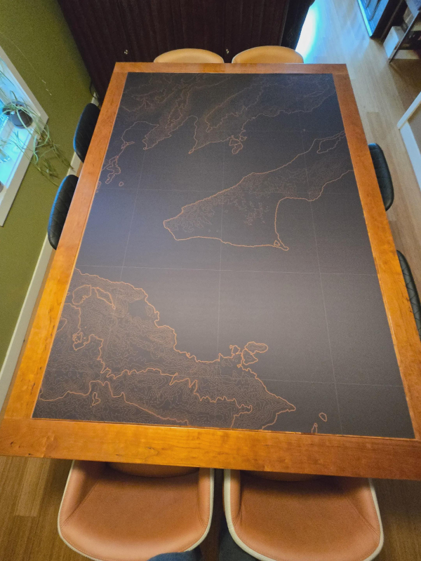 Inlaid Wood / Topography Play mat / GripMat  Multiple sizes! Perfect for Board Games, Role-playing games, Puzzles and Table top gaming!