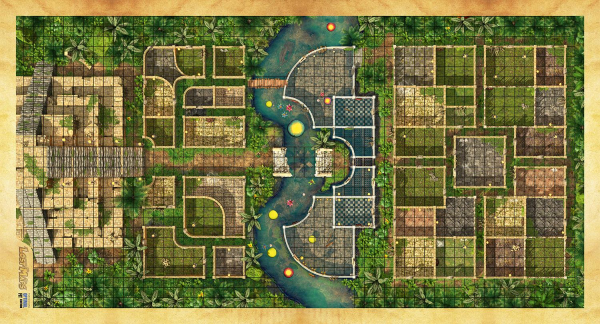 58.5" x 30.75" XL Heroquest / RPG Ancient Temple  Lost Maps GripMat Perfect for Epic game nights of fun  Unofficial Upgrade