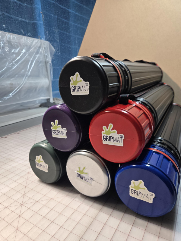 Travel Storage Tubes - a perfect accessory for you mat!  3" or 4" diameter available, and in multi-color tops.