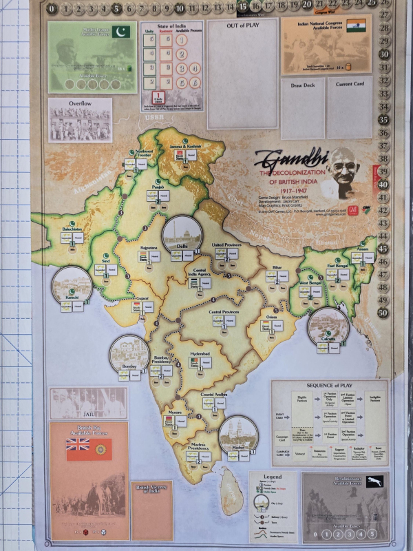 Gandhi: The Colonization of British India 34" x 22" GripMat / Play mat with stitched edging  Official Upgrade