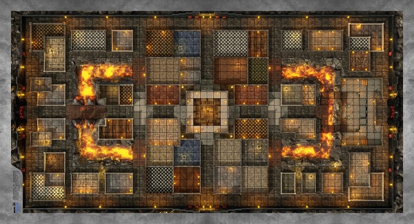 58.5" x 30.75" XL Heroquest / RPG Ring of Fire Lost Maps GripMat Perfect for Epic game nights of fun  Unofficial Upgrade